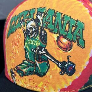 🔥🏀 Liquid Blue Grateful Dead Lithuania Skeleton Basketball Fitted Flex Fit Hat